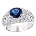 Jewelry : Ladies Domed Pave Diamond Ring with Center Oval Blue Sapphire Diamond 1.62cttw Gem 2.59cttw