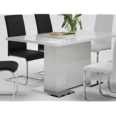 E�tisch Bea II, 140x 90 x 77 cm Wei� gl�nzend/Chrom