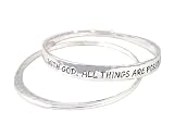 Bracelet - B287 - Bangle Style - Inscribed with With God, All Things are Possible ~ Silver Tone Metal