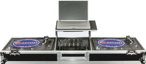 Odyssey FZGSDJ12W Flight Zone Glide Style Ata Dj Coffin With Wheels For A 12 Mixer & Two Turntables In Standard Position