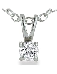 Sterling Silver Diamond Solitaire Pendant (1/10 ct) with 18" Chain