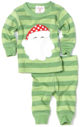 Mud Pie Baby-girls Newborn Santa Long Johns 2 Piece Set, Green, 0-6 Months