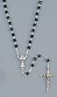 Rosary - First Communion - 4mm Faceted Glass Beads Ox - 14" Chain - MADE IN ITALY - Gift Box Included , Black Beads
