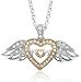 Sterling Silver Heart Love Angel Wing Mothers Day Diamond Pendant Necklace (GH, I1-I2, 0.16 carat)