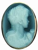 Agate Stone 18k Gold Cameo Pin Pendant Italian