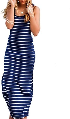 Teeta(tm) Women's Sexy Striped Sleeveless Bodycon Loose Maxi Beach Dress