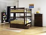 IMAGE OF Columbia Collection Full over Full Bunk Bed with Clip-on Vertical Ladder: Antique Walnut