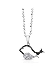 Victoria Kay 1/6ct Black and White Diamond Whale Pendant in Sterling Silver (JK, I2-I3), 18"
