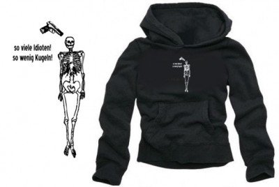 So viele Idioten - so wenig Kugeln Kapuzen Sweatshirt schwarz/weiss