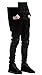 Krralinlin Mens Slim Fit Black Ripped Skinny Destroyed Denim Jeans