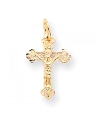 10k Yellow Gold Crucifix Charm - Religious Jewelry