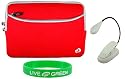Non-OEM Amazon Kindle DX 9.7 Dual-Pocket Sleeve Case with Clip-on Reading Lights - Red