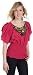 XOXO  Junior's Embellished Flutter Sleeve Top,Fuchsia,Medium