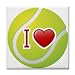 Tile Coaster Set of 4 of I Love Tennis (Wimbeldon, French Open, Australian Open, US Open, U.S. Open, Shoes, Racket, Balls)