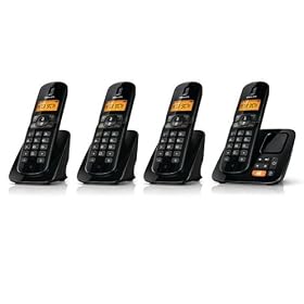 Philips - CD1864B/FR - T�l�phone sans fil DECT / GAP avec r�pondeur - 4 combin�s - Noir