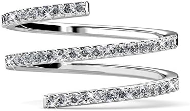 BlackGift Swarovski Element Double Row Twisted Sterling Silver Crystal Ring