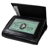 MEN'S BLACK TRI-FOLD LEATHER WALLET W/OUTSIDE ID