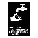 Quartet ADA Approved Hygiene Sign, Employees Must Wash Hands Symbol with Tactile Graphics, Molded Plastic, 6 x 9 Inches, Gray (01414)