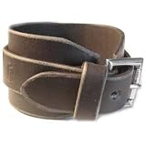 Distressed Edges High Quality 1 3 4 Stainless Steel Buckle Leather Bracelet