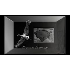 3D Glaskristall XL Storch mit Deinem Babyfoto und Wunschtext! Das Pers�nliche Geschenk zur Geburt f�r frische Eltern!