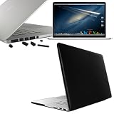 Skque Black Crystal Hard Transparent Case Cover with Silicone Port Dust Plug + Clear Display Screen Protector Film for Apple MacBook Pro 13.3" with Retina display