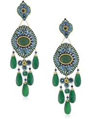 Miguel Ases Blue Gold Stone and Green Onyx 5-Drop Earrings