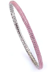 Sterling Silver Cubic Zirconium Silver with Pink Bangle