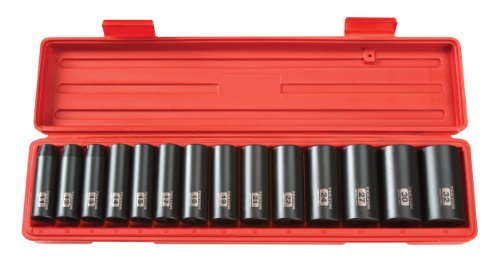 TEKTON 4884 1/2-Inch Drive Deep Impact 12-Point Socket Set, 11-24mm, Metric, Cr-V, 14 Sockets On Sale