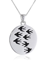 Sterling Silver "Friends Come and Friends Go, Thanks For Staying Put" Flock of Birds Pendant Necklace, 18"