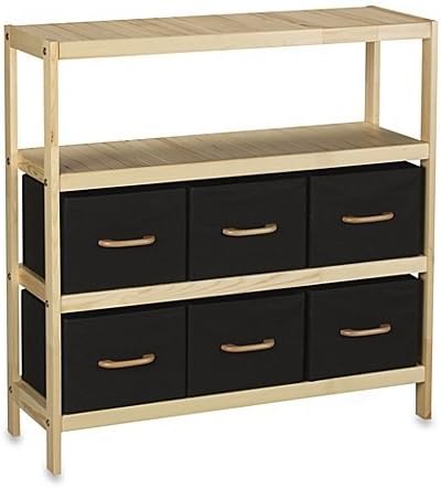 Household Essentials 3-Shelf Natural Wooden Storage Stand