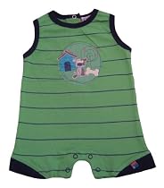 Bright Bots Puppy Story Baby Boy Stripe Print Romper Green 0-3 months
