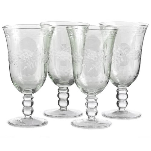 CUT LUSTER GREEN GLASSES - SET OF R CUT LUSTER GREEN ALL PURPOSE GLASSES
