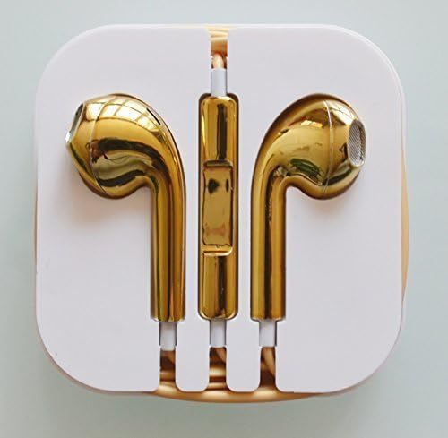 Iphone iPad iPod Headphone Smartphone Earpods Earbuds Earphones Handsfree with Mic, Volume Control (Shining Gold)