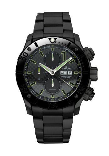 Edox Men's 01115 37N NV Class 1 Automatic Black PVD Chrono Rotating Bezel Steel Watch