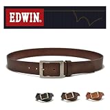 【ベルト専門店ベルトラボ】 『EDWIN -エドウィン-』35mm幅に四角いギャリソンバックル、定番ベーシックデザイン、こだわりイタリア牛革のレザーベルト BLED0001