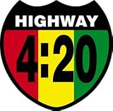 Novelty Iron On - Highway 4:20 Reggae Rasta Flag Crest Pot Weed Patch