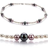 Ida Black,White and Lavender 3-8mm A Freshwater Pearl Necklace 16 inch