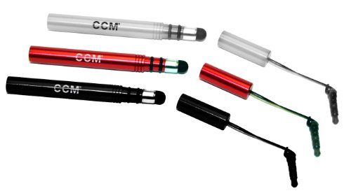 CCM® Touch Screen Stylus, iPad Stylus, iPad 2 Stylus 3-Pack (Jet Black, Crimson Red, Metallic silver)
