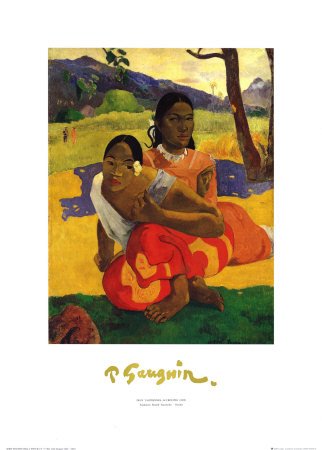Deux Thaitiennes Accroupiees Art Poster Print by Paul Gauguin, 20x28