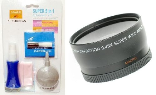 Professional 58mm Wide Angle Lens 0.45X w/ Macro & Lens Bag + 5 Piece Lens Cleaning Kit