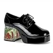 3 1/2 Inch Men's Shoes Platform Filled Heel Fish Retro Disco Black E