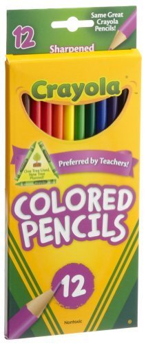 Crayola Long Barrel Colored Woodcase Pencils, 3.3 mm, Assorted Colors, 12/Set (68-4012)