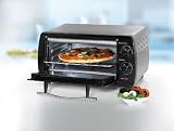 LUXUS MINI BACKOFEN INKLUSIVE BACKBLECH UND GRILLROST, MINIOFEN MIT TIMER, 10 LITER GARRAUM, SILBER – SCHWARZ, NEU + OVP