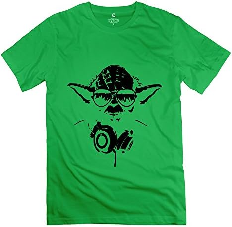 TGRJ Men's T Shirts - Classic Yoda Headphones Tee ForestGreen Size S