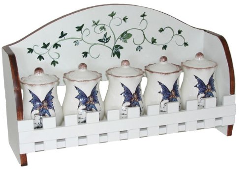 5PC WOOD SPICE RACK BROWN FAIRY