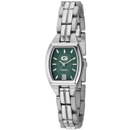 Fossil Green Bay Packers Ladies Stainless Steel Analog Cushion Watch