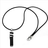 Unique Cylinder Onyx Pendant Chain Necklace Jewelry (Black)