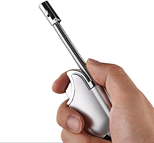 YOLER Barbecue Lighter New Bend Igniter Lighter Gas Torch Portable Outdoor Windproof Black (silver)