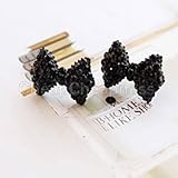 A Pair Fashion Cute Black Rhinestone Crystal Bowknot Bow Tie Stud Earring thumbnail