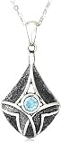 Sterling Silver Bell-Shaped Celtic Blue Topaz Pendant with Silver Chain, 18.5"